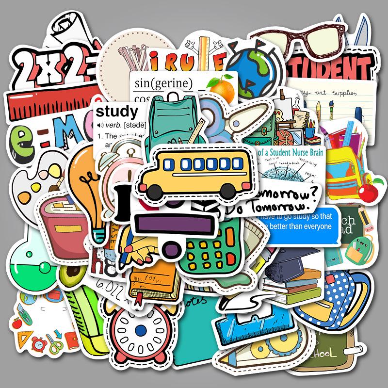 50 School Supplies Graffiti Stickers Suitcase Trolley Case Laptop Guitar Waterproof Stickers Stickers