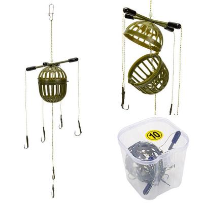 In-Stock Iseama Line Fishing Rig: 4-Fork Grass Carp Cage with Bighead Monster Hook, Flip Board, and Hanging String Hook