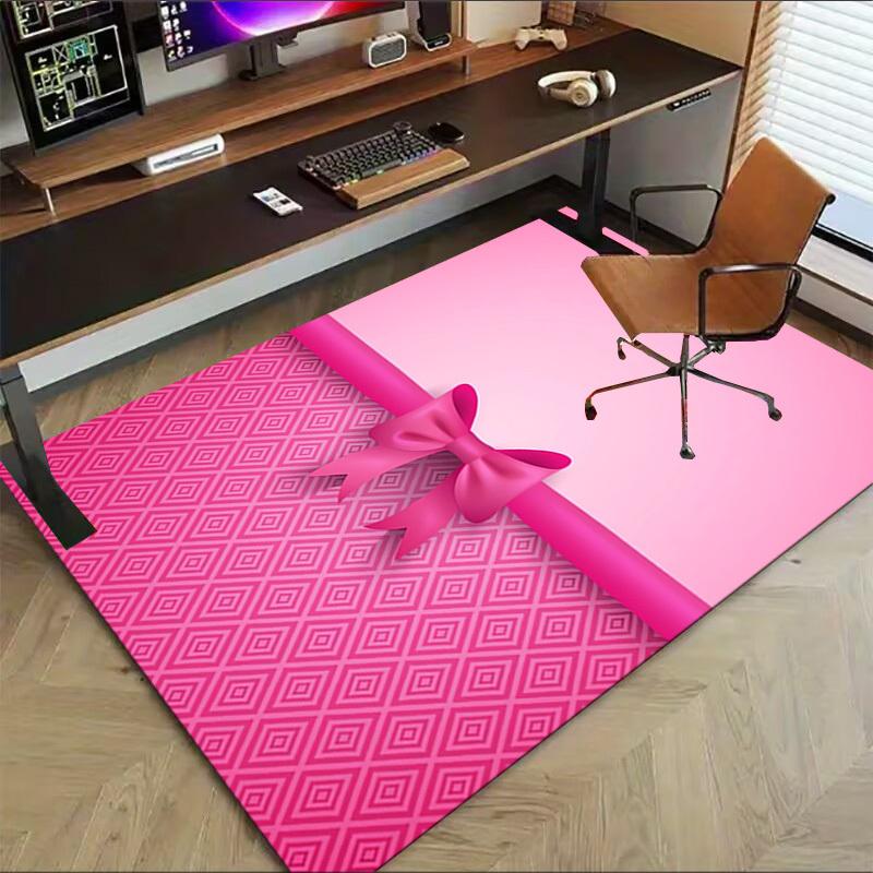 bow ribbon Crystal Velvet chair mat Area Rug - Non-Slip, Floor Mat, Office Desk Chair Rugs, Bedroom Decor.Christmas Gift-1106131