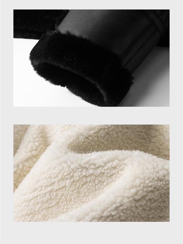 Herren 2024 Lammfelllederjacke: Herbst-/Winter-Stil mit Plus-Samt und Verdickungsmerkmalen.