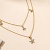 Alloy five-pointed star necklace, new simple jewelry with diamonds, personalized flowers, multi-layer female collarbone chain