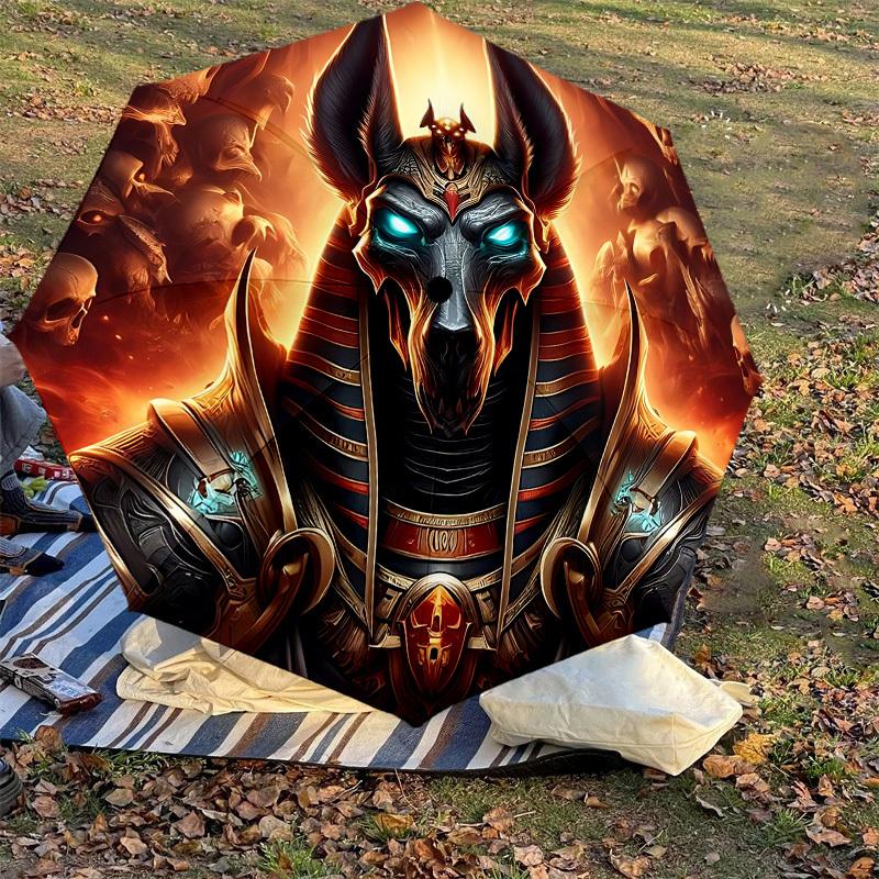 1 Stück Anubis, Ägypten Regenschirm-8-Speichen verstärkt, Automatisches Öffnen, Leicht & Langlebig, Niedliches Modeaccessoire für den Außenbereich, Strand oder Freizeit, Strand-Schirm