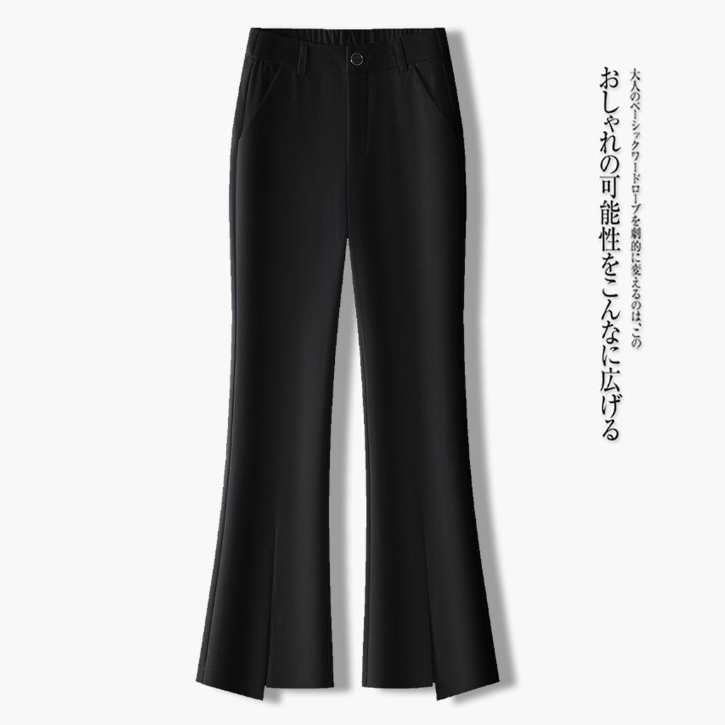 Front split-ended micro-pull pants casual suit pants women's spring summer 1116 high-waisted thin small nine-point flared pants
