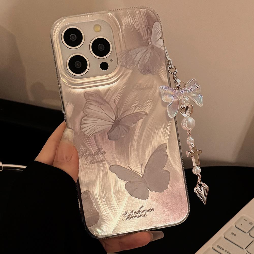 

Feather Ins Pink Butterfly Applicable To Apple 15pro Max Mobile Case IPhone 16 Pendant 12 Hard 14 Fairy 13 12pro max(6.7)