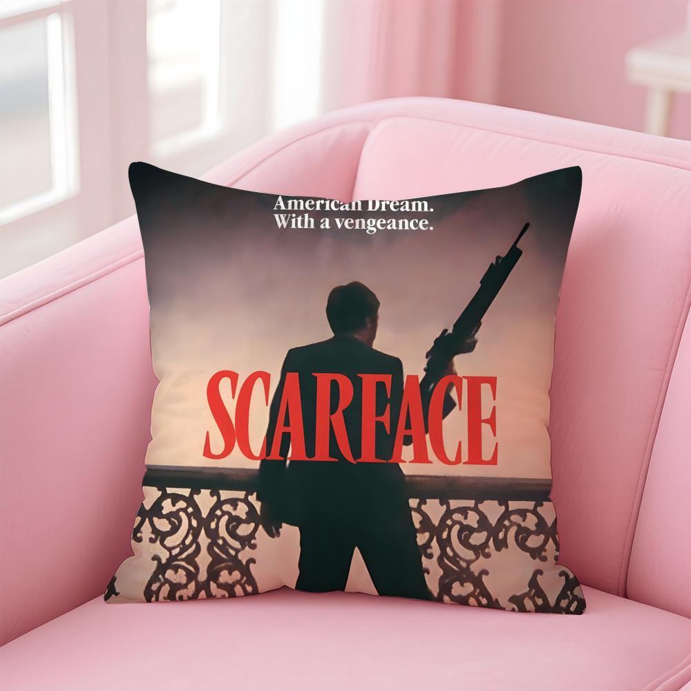 S-Scarface A-Al Pacinos Cushion Cover Pillowcase Short Plush Invisible Zipper Room Sofa Cushion Cover