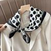 Luxury Black White Polka Dot Square Scarf Elegant Style Thin Silky Neck Scarf Casual Decorative Hairband For Women