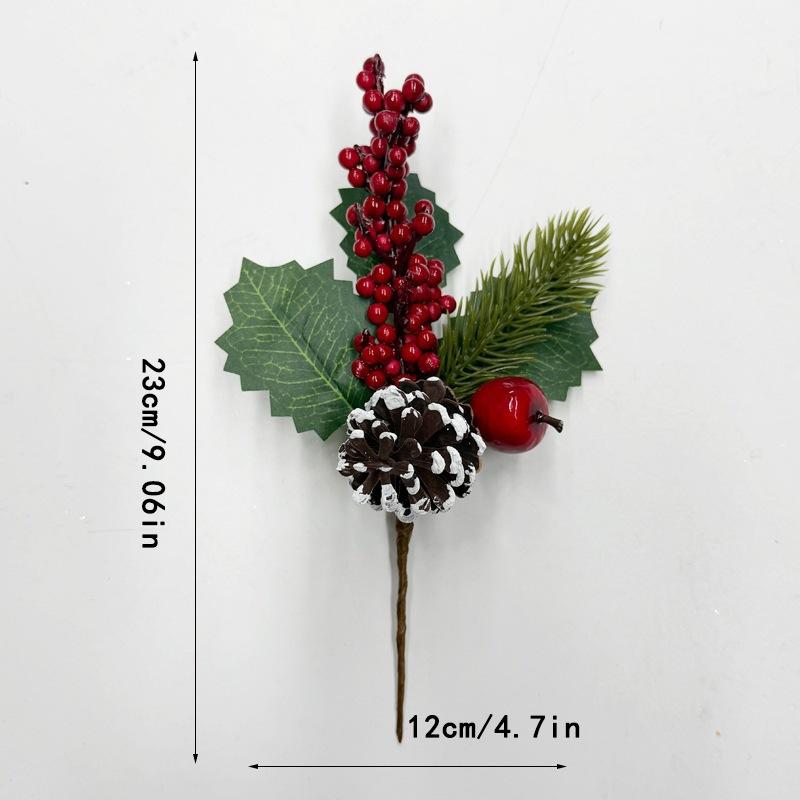 Christmas Cuttings Pine Needles Pine Cones Flower Branches Accessories Simulation Red Fruit Gift Box Decoration