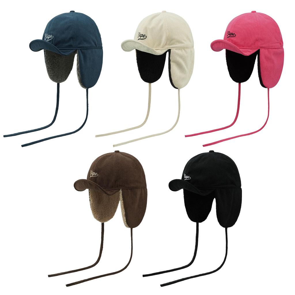 Corduroy Hat with Ear Cold Heat Cold Cold Protection Commuting To Winter Mountain Climbing Black [Clakllie] Cap, Flaps, Stylish, Protection,