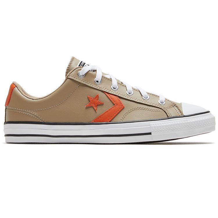 Converse Star Player 76 Leather Round Toe Lace-Up Low Top Sneakers Unisex Sneakers Khaki 166183C