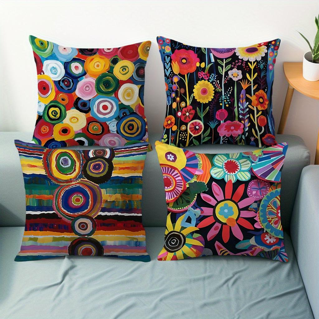 Mandala Flower Pillow Covers Square, Decorative Throw Cushion Cases For Home Decor Living Room Sofa Bedroom Pillowcase