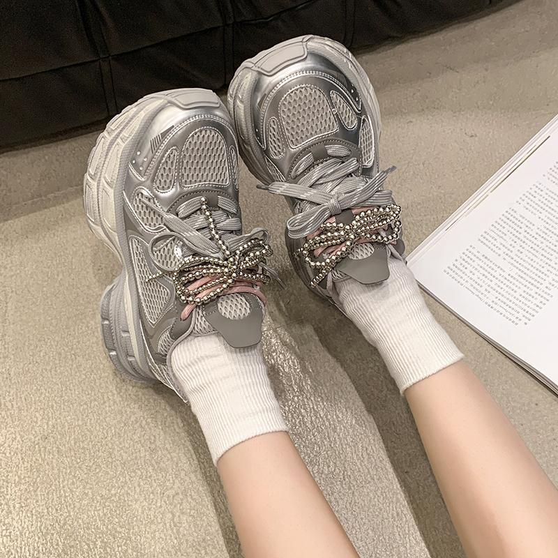 Fashion 2025New Breathable Vulcanized Shoes Women Casual Platform Sneakers Summer Thick Bottom Low Top Large Jogging Shoes