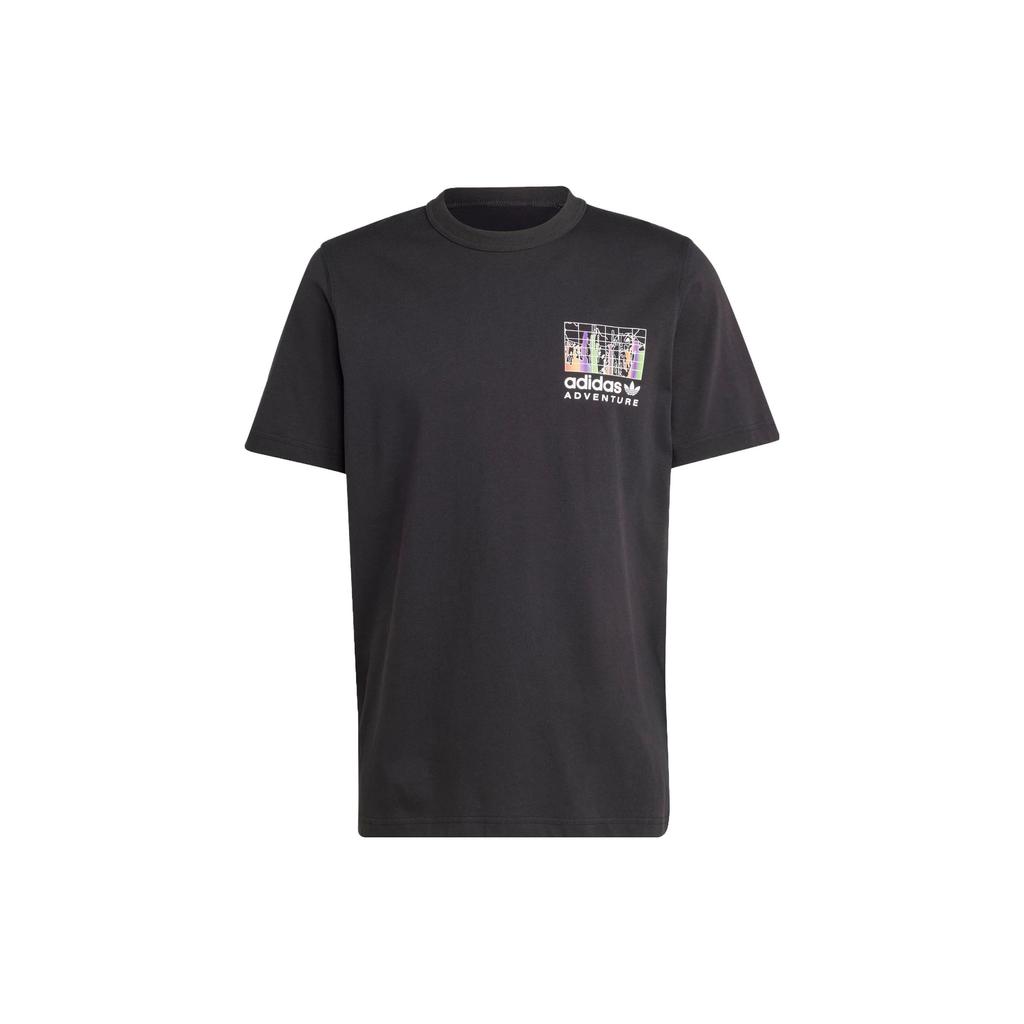 Adidas Originals Adventure Grafik-T-Shirt mit Buchstaben-Logo-Print Herren Tops Schwarz IL5171