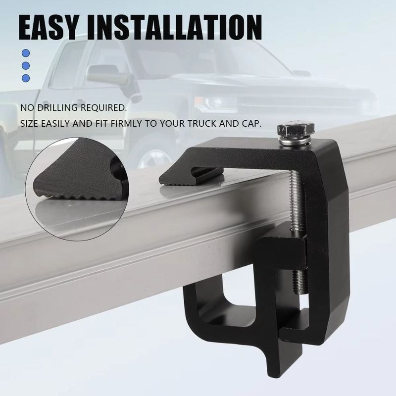 Aluminum Truck Canopy Clamps Heavy-Duty Secure Camper Shell Mounting Clamps Fastener Black/Silver Truck Cap Mounting Clamps
