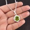 Cushion Peridot Gemstone 925 Sterling Silver Mother Gift August Birth Pendant PP-2-6