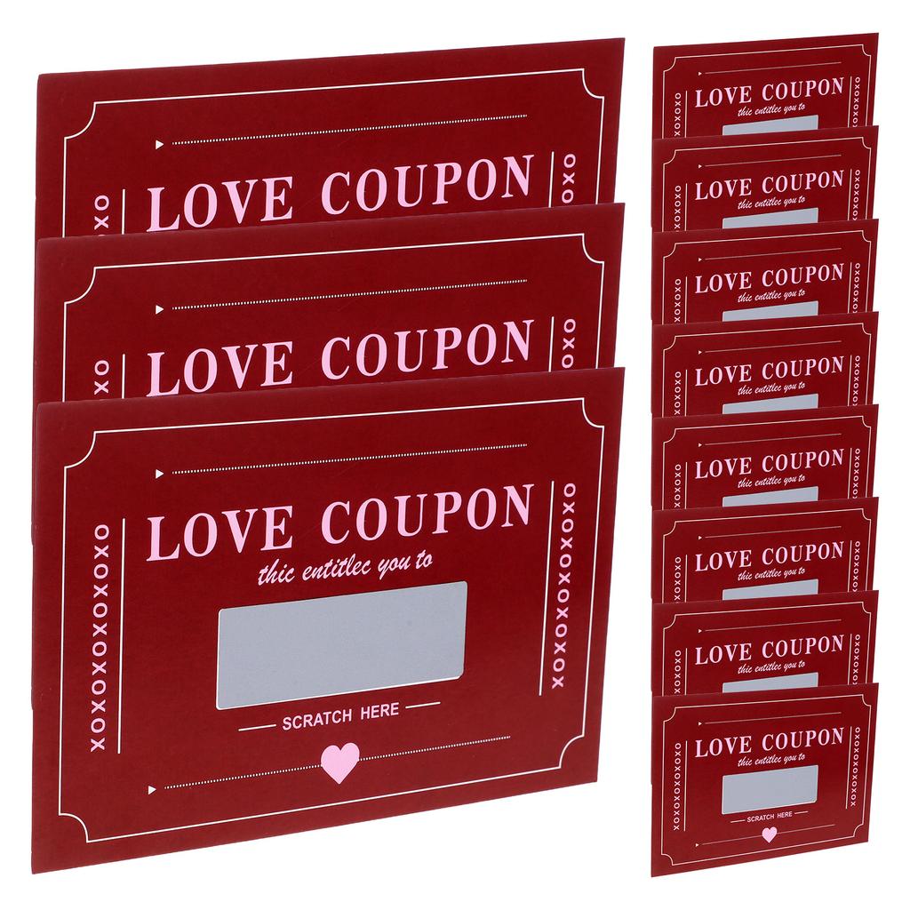 20 Sheets Valentine's Day Scratch Card Date Cards Coupon Kids Couple Paper Cute for Couples