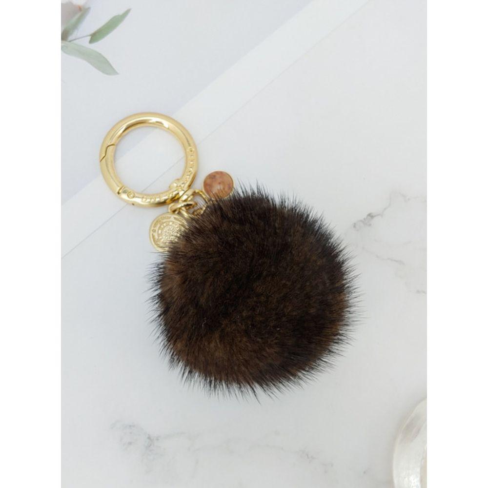 MAIA Mink Fur Keychain & Charm - Brown