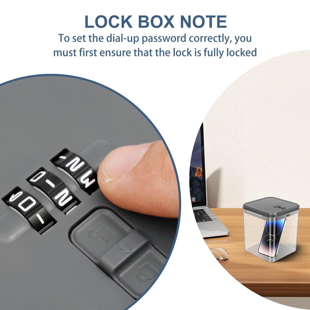 Transparent Lock Box with Password Lockable Storage Box for Phone Gaming Device Food Snack Refrigerator Personal Items Safe box