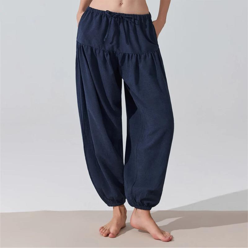 

Harem Pants Ladies Gym Women s High Waist Drawstring Yoga Boho Trousers Pockets Loose Fit Balloon Sweatpants XS Темно-синій