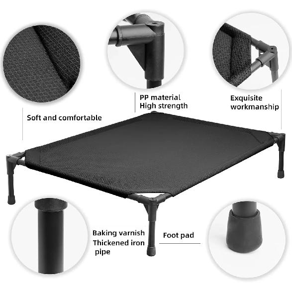 Durable Portable No-Slip Dog Cots Beds Mesh Heat-resistance Elevated Pet Bed Indoor & Outdoor Pet Hammock Camp Bed