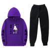 Unisex Anime-Inspired Hooded Sweatshirt Set Winter Thick Cotton Blend Tracksuit Teens Adults
