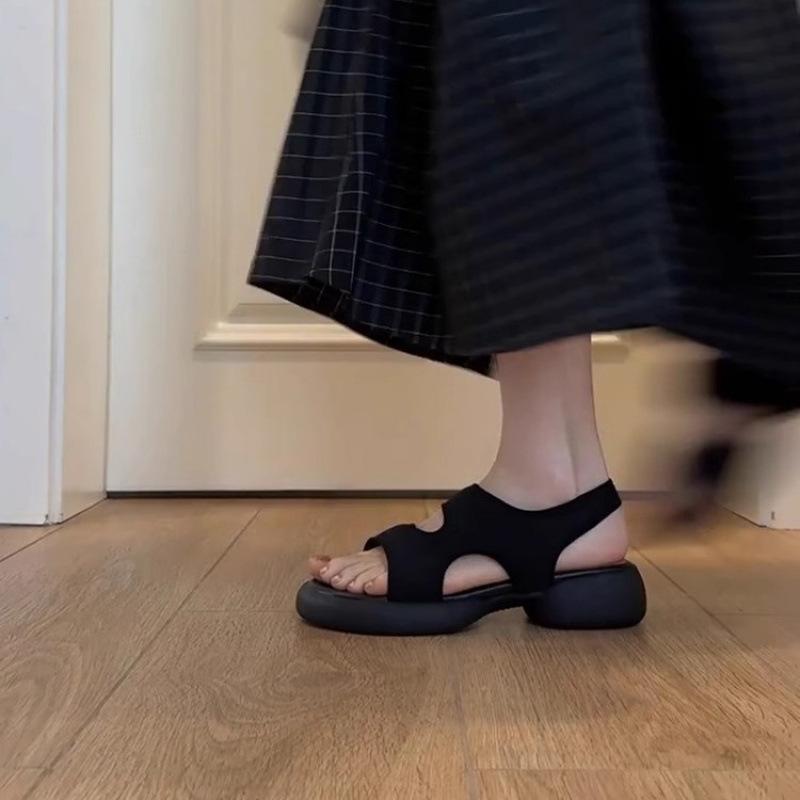 Sheepskin Version~ Elastic Lycra Roman Sandals Women's Summer New Models with Skirts, Platform Muffins, Casual Versatile Soft-soled Shoes