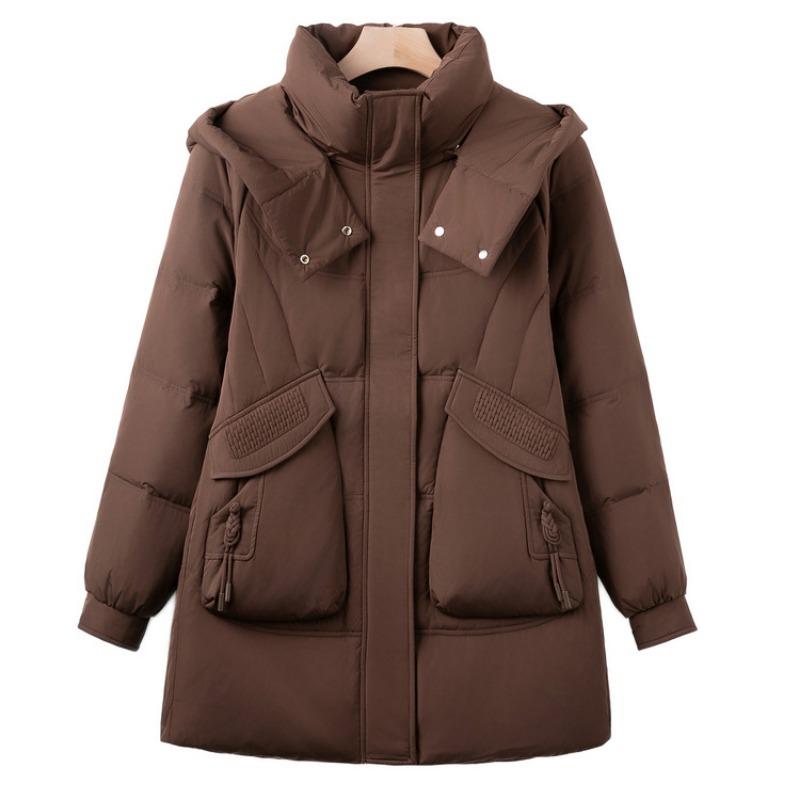 Winter new Chinese down jacket mother thickened warm removable cap white duck down fashion coat