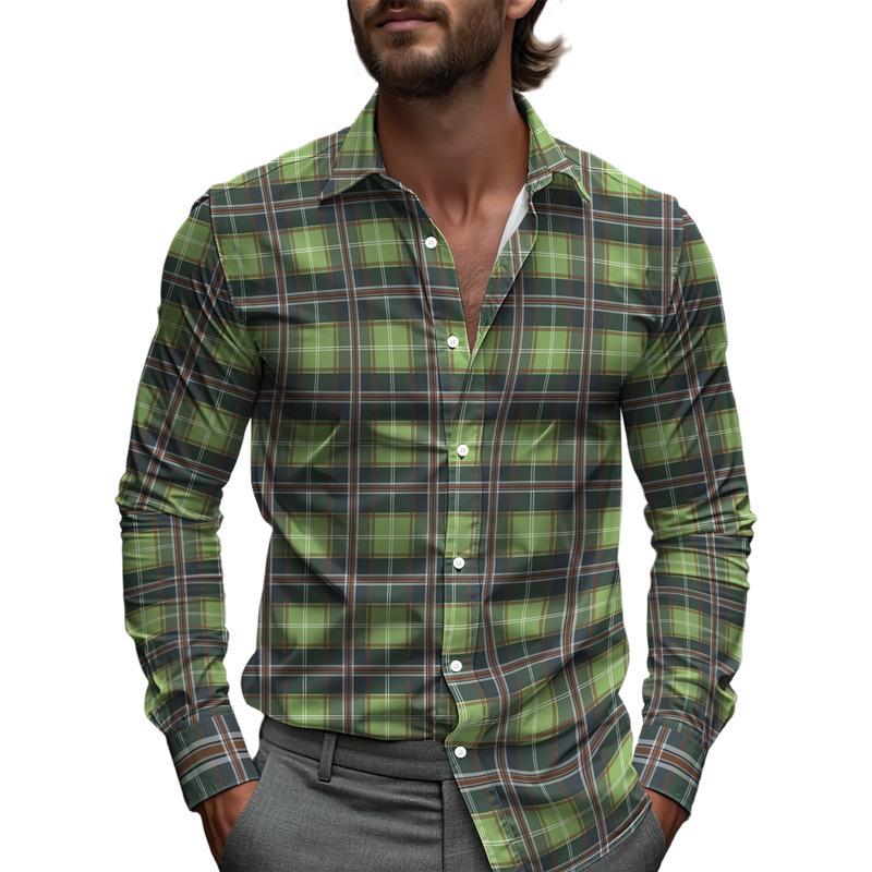 Men S Long Sleeve Printed Business Casual Shirt