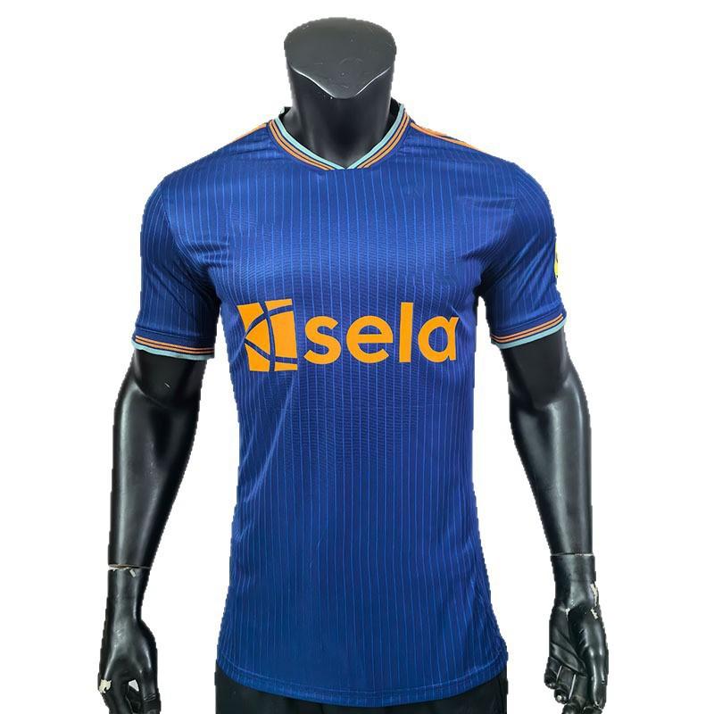 Mens Bamboo Fiber Soccer Jersey Blue Away Kit Short Sleeve Football Shirt Adults Winter