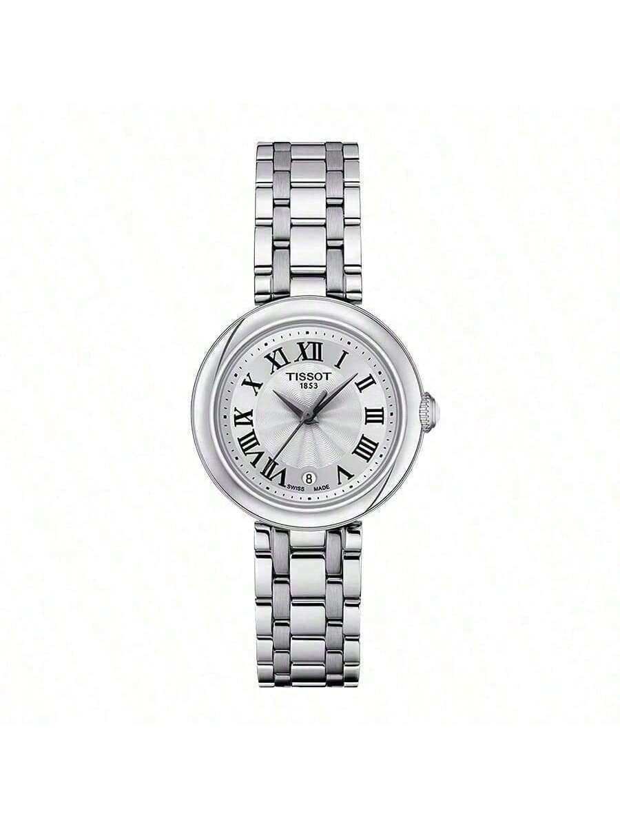 TISSOT Small Beauty Women s Swiss Quartz Watch () – 26mm silver dial with Roman numerals, date display, stainless steel case & T126.010.11.013.00 серебряный