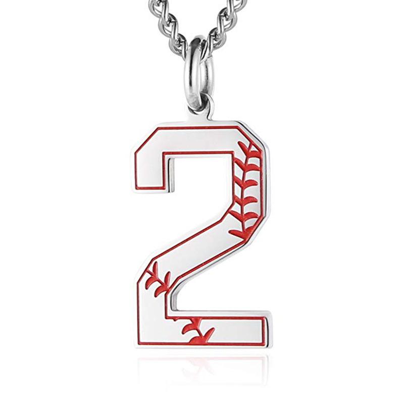 INS trendy stainless steel European and American fashion outdoor digital baseball necklace men's accessories titanium steel pendant