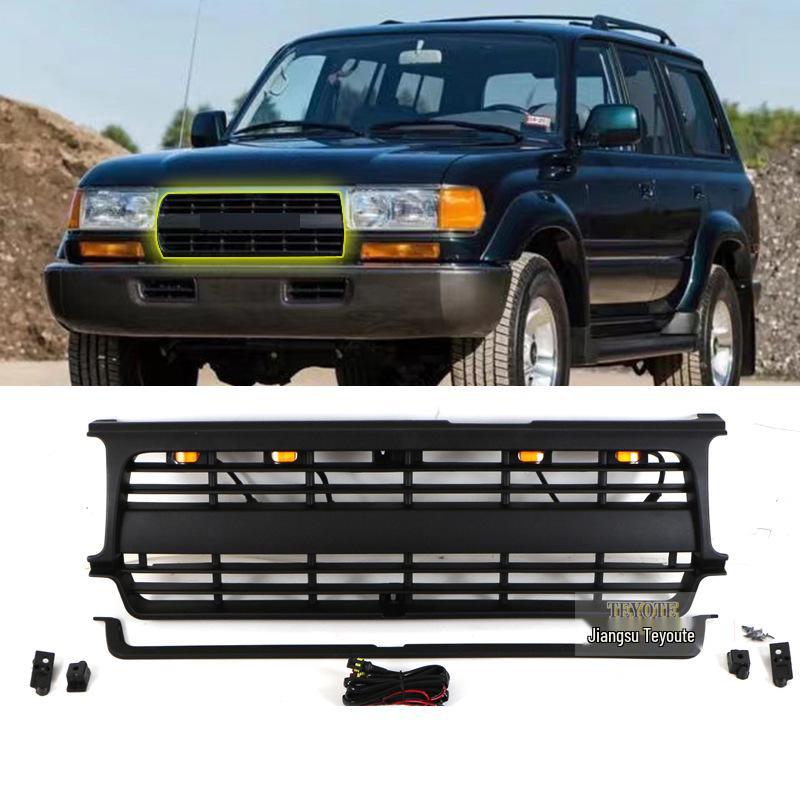 Compatible with 1990-1998 Land Cruiser LC80 FJ80: Center Grille Split Lamp Frame, Headlight Corner Light Modification.