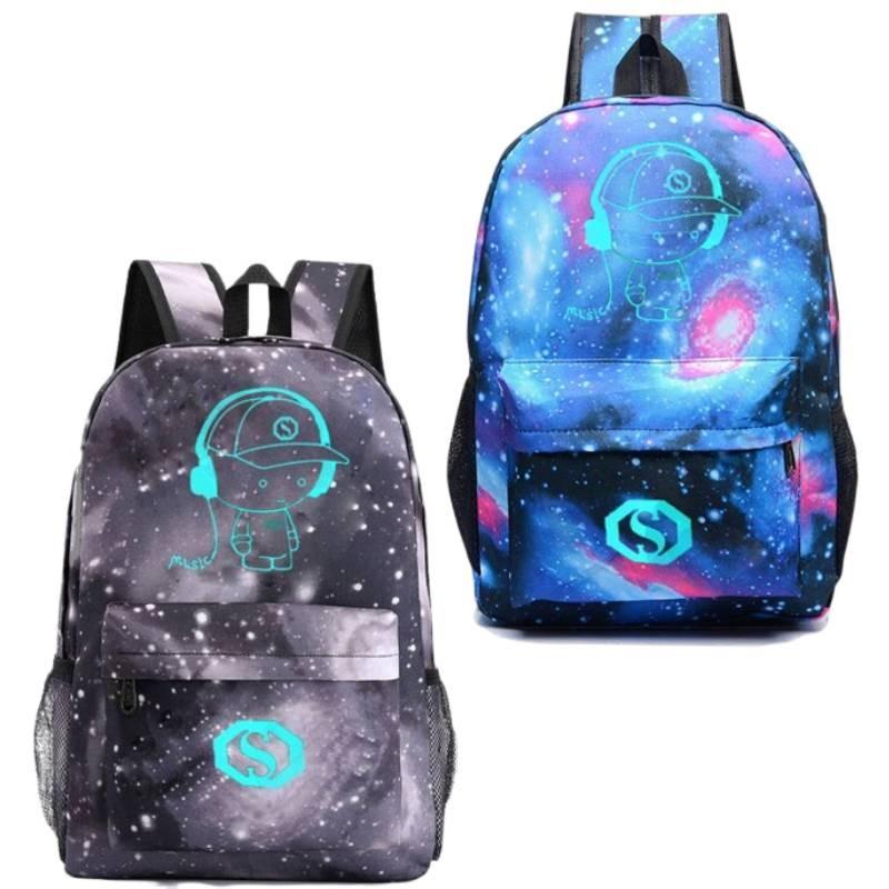 Music To Listening People Prints Luminous Backpack Colorful Schoolbag Unisex Bag