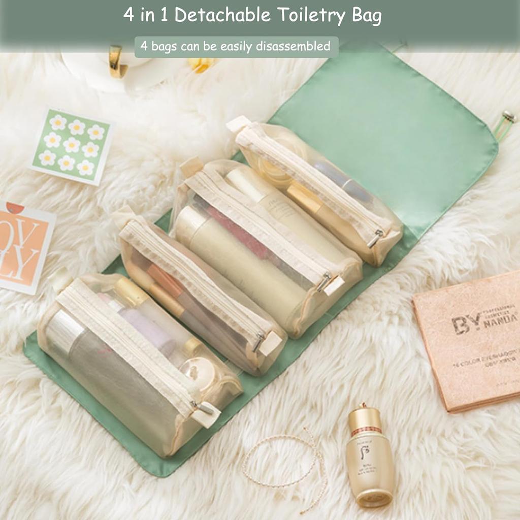 Detachable Cosmetic Bag Portable Large Capacity 4 In 1 Makeup Bags Portable Folding Travel Cosmetics Storage Toiletry Bag