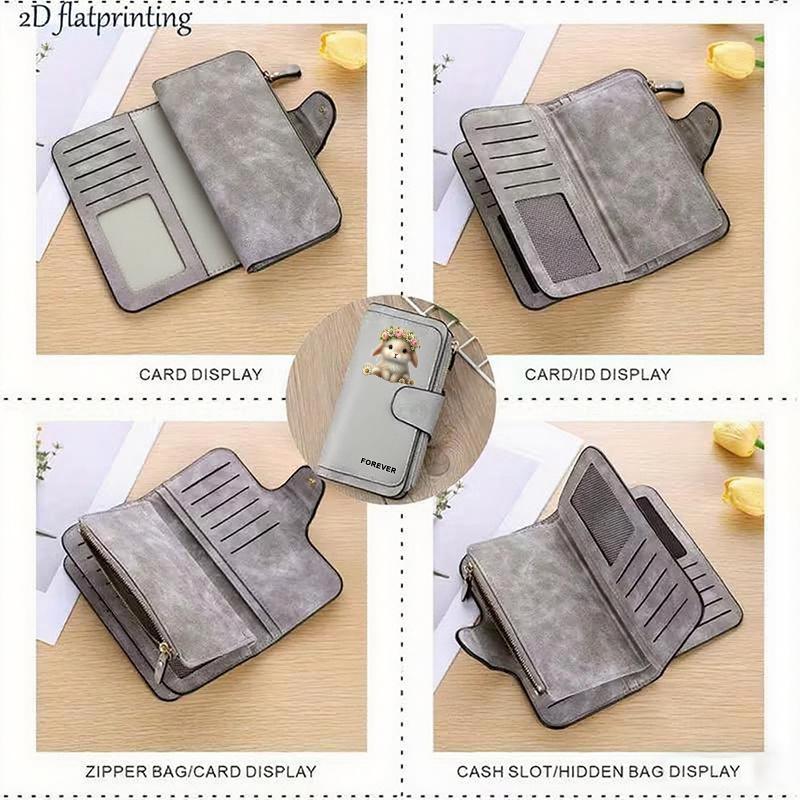 Easter Bunny Women's Long Wallet features a flip cover design. This multifunctional wallet is perfect for Easter celebrations and comes with a