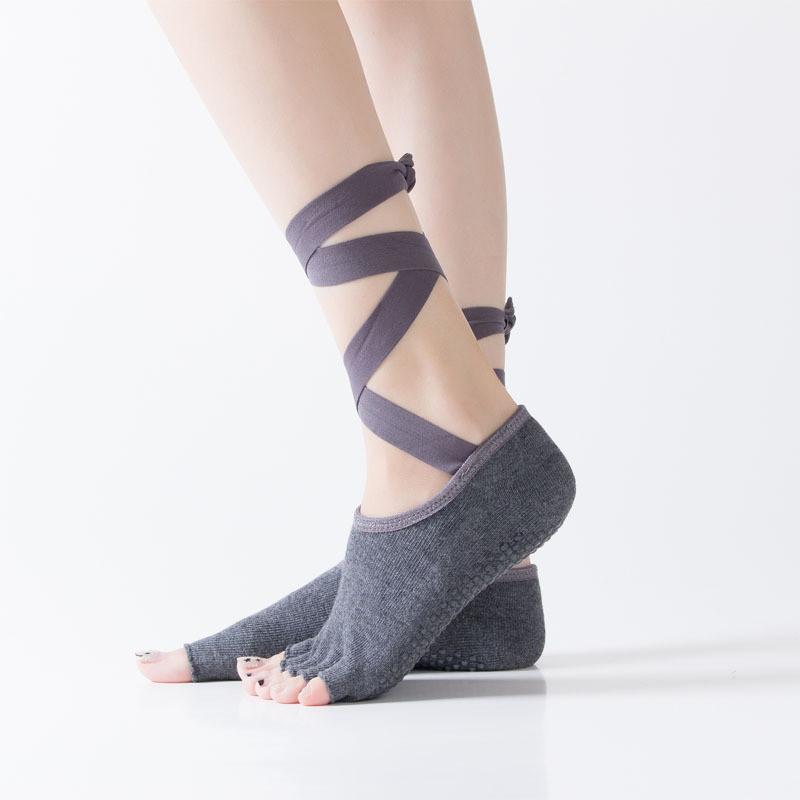 Summer New Cross Band Yoga Socks Breathable Anti Slip Sweat Absorbing Expose Toe Dance Pilates Yoga Socks