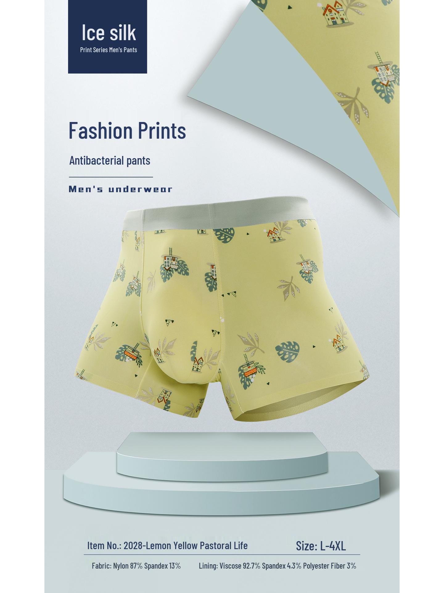 

Мужские бесшовные боксеры-брифы из ледяного шелка - Ощущение обнаженности и модный принт, летний стиль, 60 штук 2XL/180 (70-80 kg)