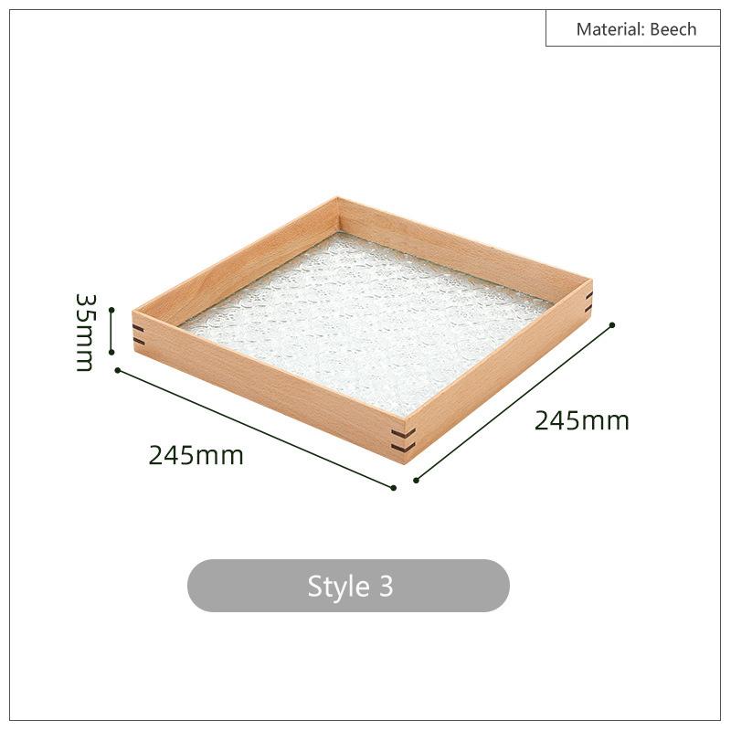 HeMu Set de decorațiuni de masă vintage din sticlă cu flori de cireș și măr, tavă din lemn, ceai aromaterapie, tavă pentru recepție cu ceai de mare