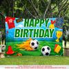 1pc 2D Flat Soccer Theme Birthday Banner Birthday Party Indoor Outdoor Decorative Banner Garden Patio Celebration Party Decor Birthday