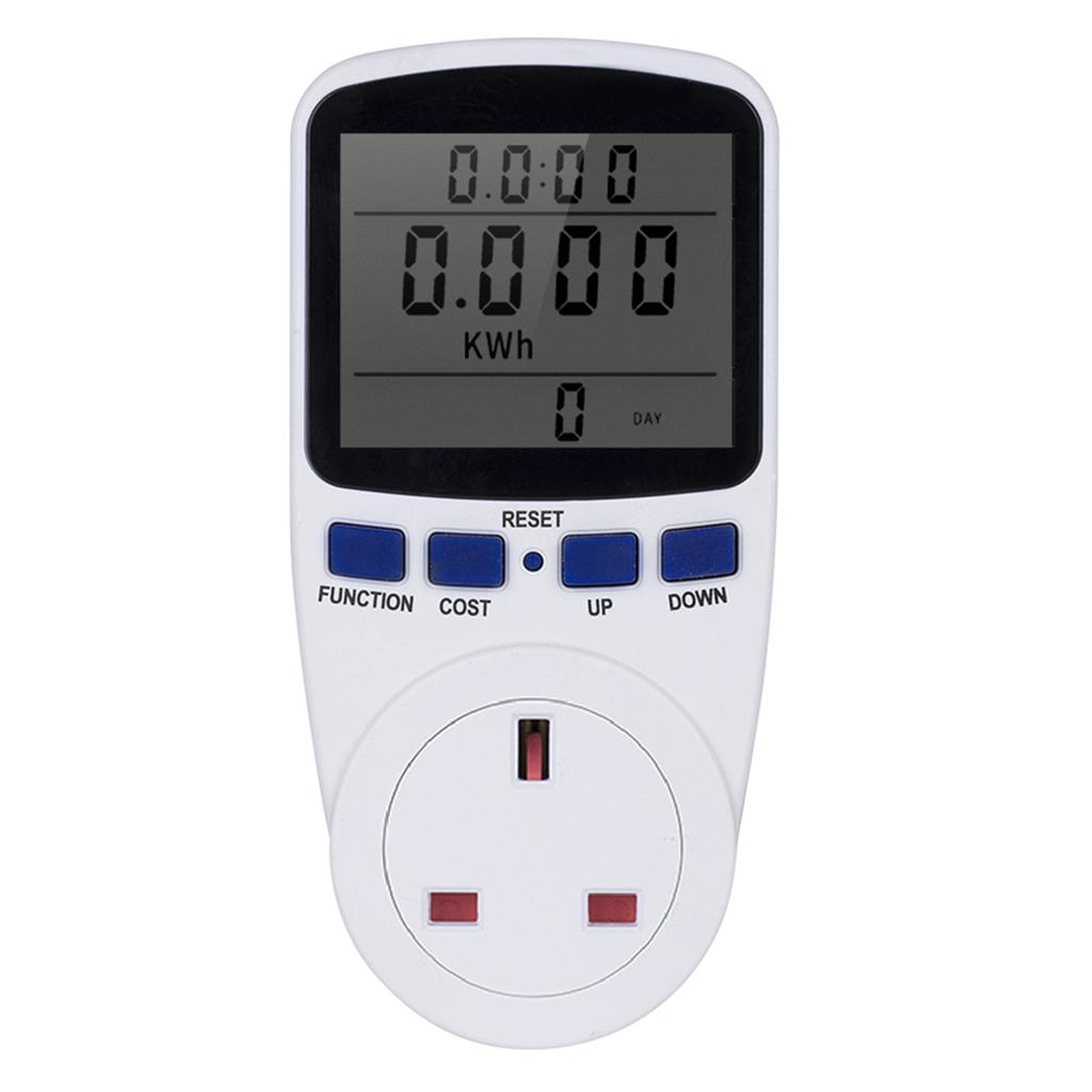 LCD Display Electricity Usage Power Meter Socket Energy Watt Volt Amps Wattage KWH Consumption Analyzer Monitor Outlet--with Backlight AC230V.250V