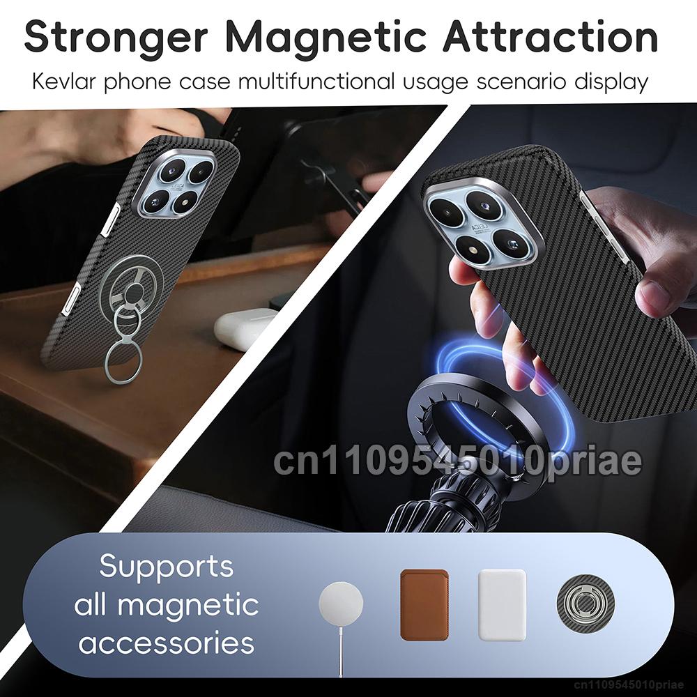 For Xiaomi 17 Carbon Case 600D 1500D Kevlar Aramid Fiber Fabric Ultra Thin Hard Cover Magnetic Black Slim Light Red