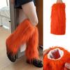 Faux Fur Leg Warmers Women Solid Color Fuzzy Long Boot Covers Fluffy Shaggy Leg Warmers for Christmas Costume Nightclub Street Wear