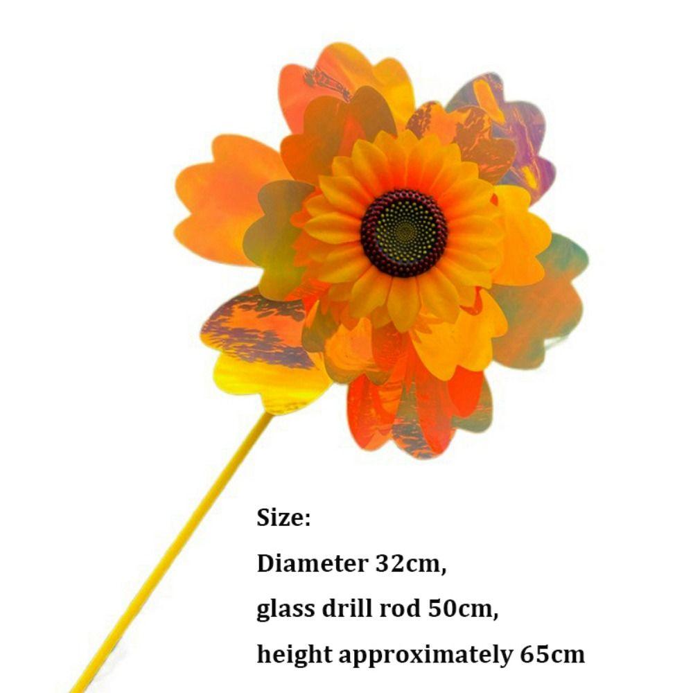 PVC Rotating Sunflower Wind Spinner Stake Standing Lawn Flower Pinwheel  Outdoor Party Picnic Decor