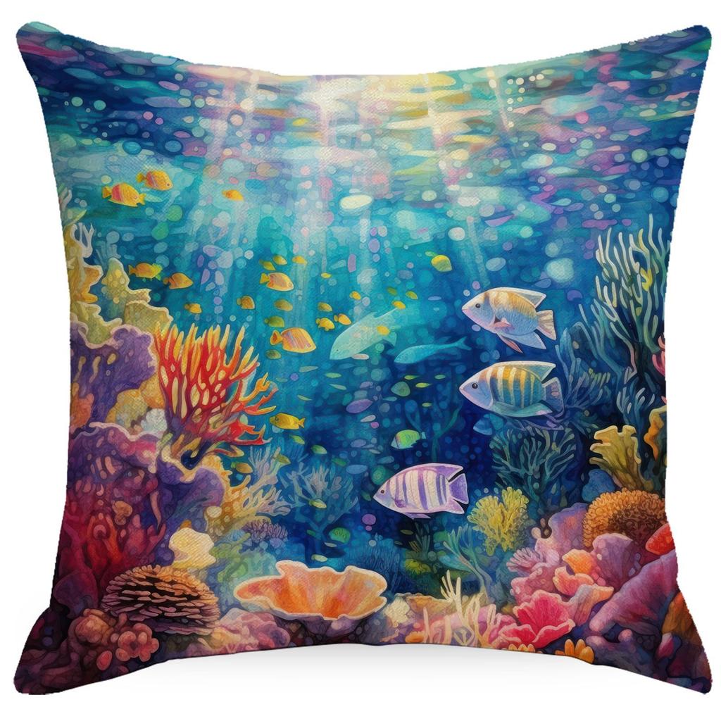 Colorful Marine Life Shell Pillowcase Summer Holiday Beach Hotel Decorative Cushion Cover