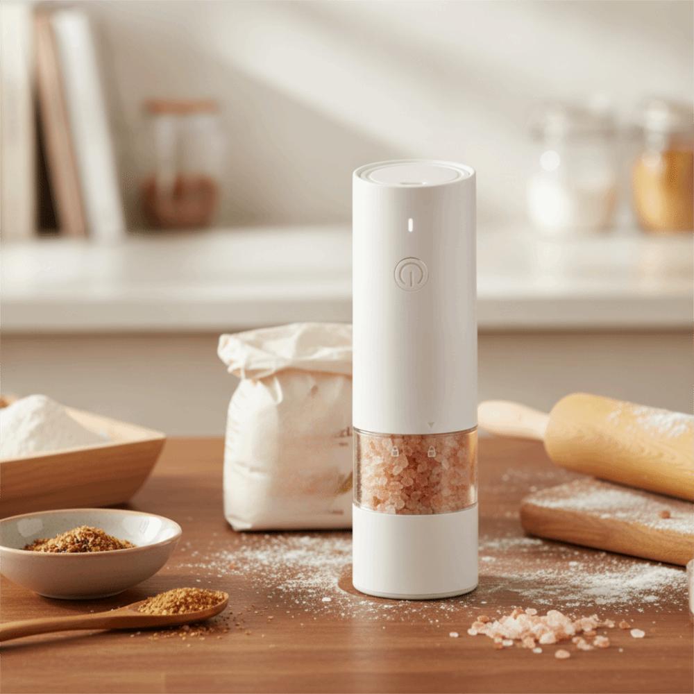 USB Rechargeable Electric Salt and Pepper Grinder with Light Pepper Mill Bottle Dinning Table