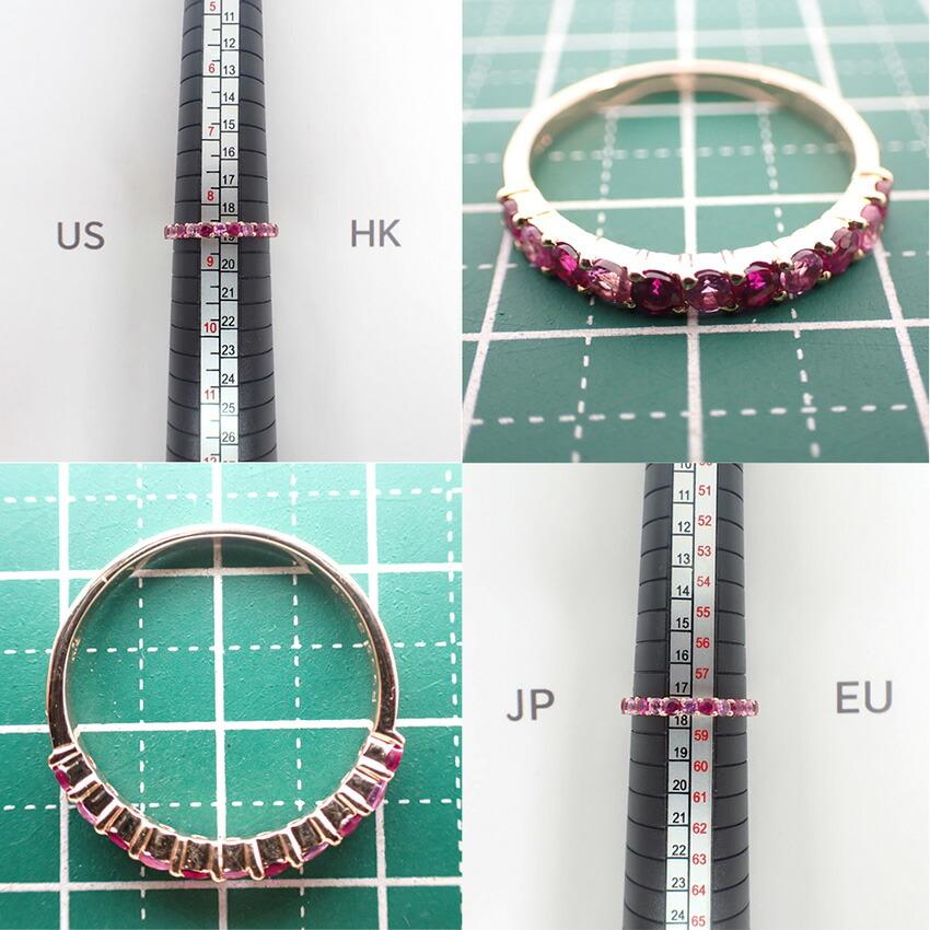[Pre-owned] K18PG/Ruby/Pink Sapphire/Half Eternity Ring/Size 18/j53-1
