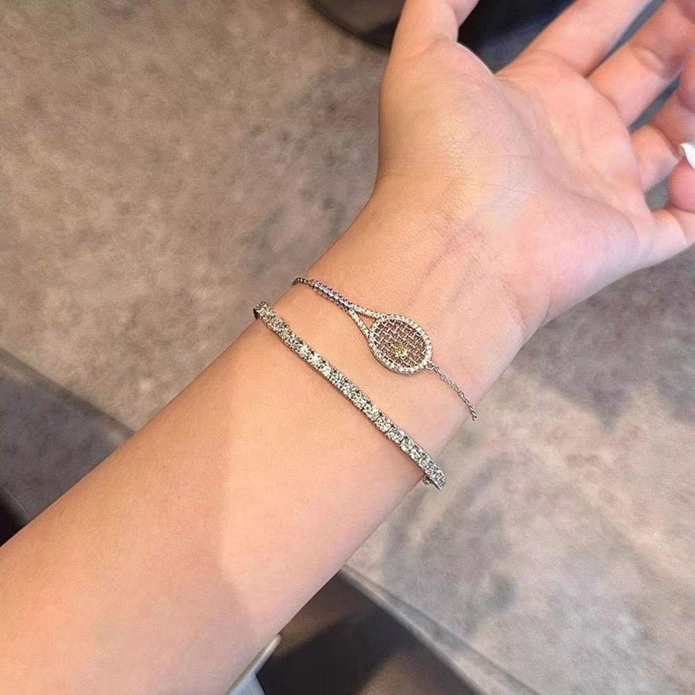 With Diamonds Tennis Racket Necklace Exquisite Sweater Chain New Pendant Necklace  Jewelry Gifts