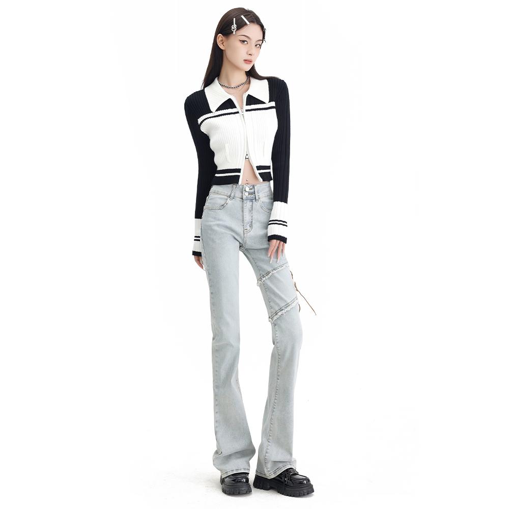 Lace Up Flare Jeans Women Summer Black Vintage High Waist Slim Skinny Pants Denim Trouser Streetwear Korean Fashion Y2K