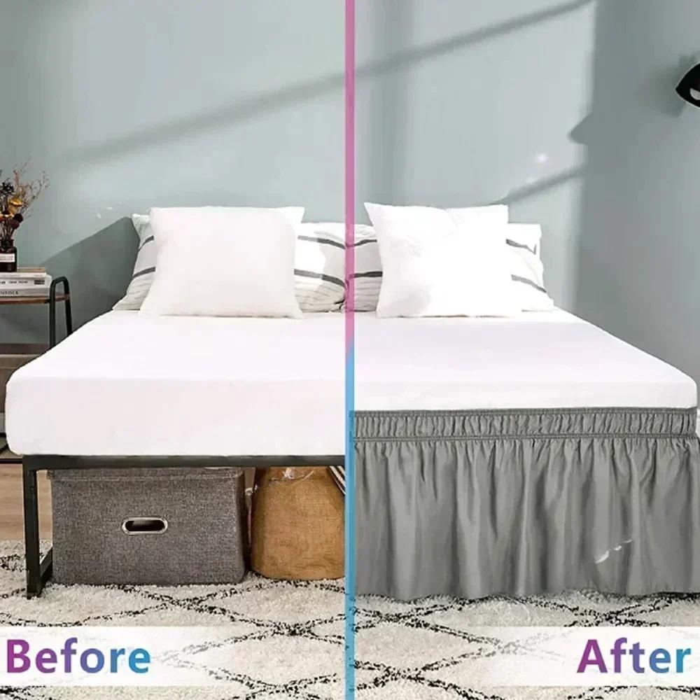 Twin/Full/Queen/King Size Bed Skirt Dust Ruffle Fit Bedspread Double Bed Skirt Adjustable Elastic Belt 40cm Height Jupe De Lit