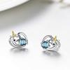 1 Pair, Stylish, Inlaid with Synthetic Zircon. Creative Unicorn Stud Earrings