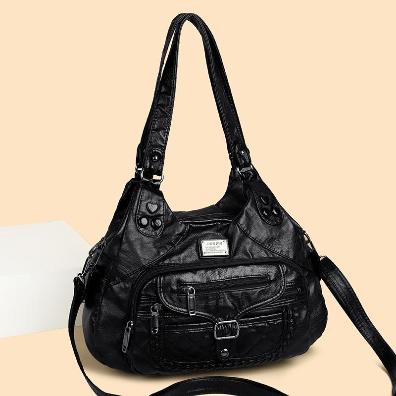 Geantă de umăr din piele moale pentru femei, geantă crossbody, geantă de mână de mare capacitate, geantă de mână pentru mamă